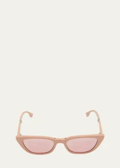 FendiBaguette Mirrored Folding Nylon Cat-Eye Sunglasses