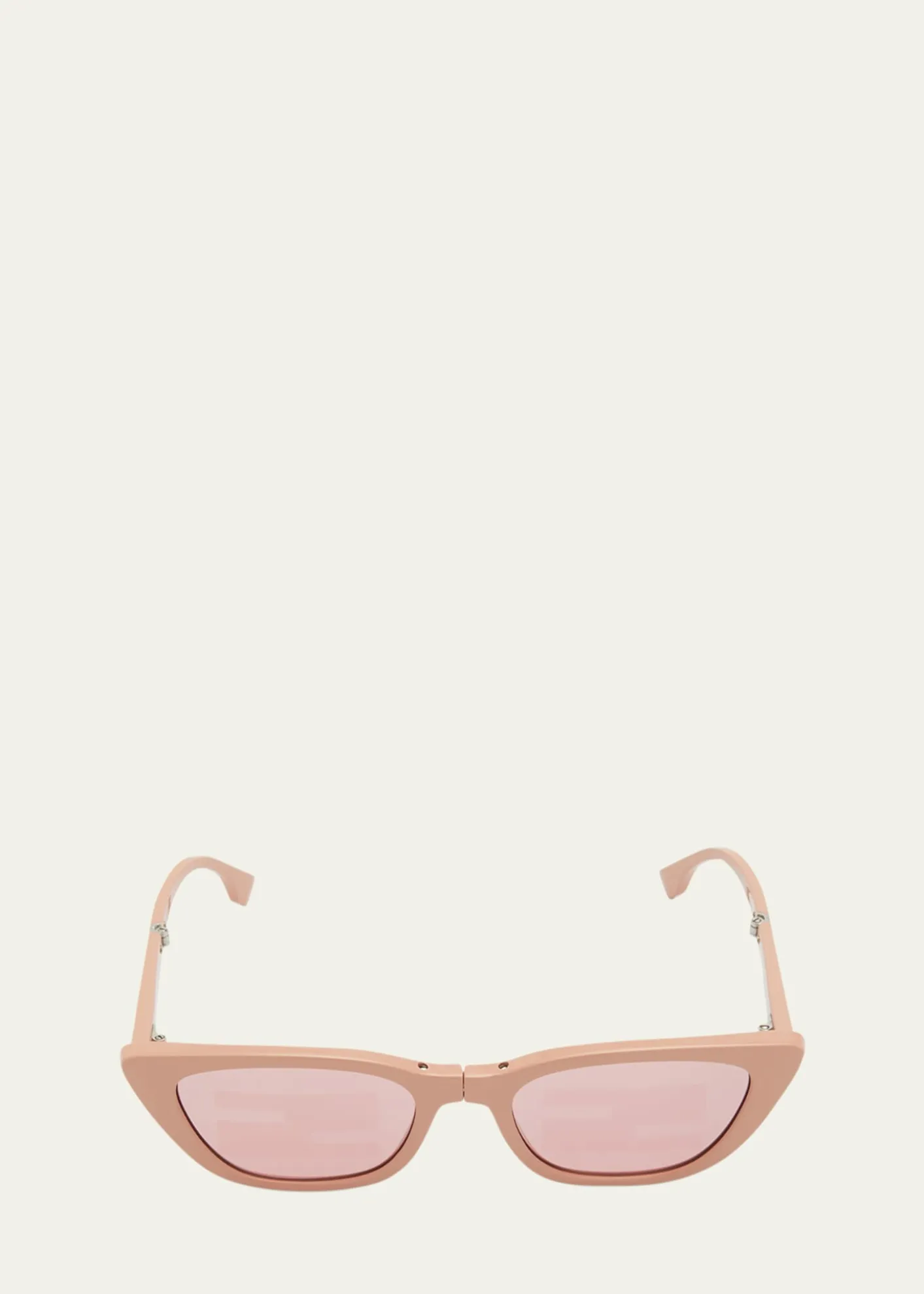 FendiBaguette Mirrored Folding Nylon Cat-Eye Sunglasses