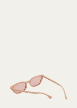 FendiBaguette Mirrored Folding Nylon Cat-Eye Sunglasses