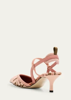 FendiColibri FF Tapestry Slingback Kitten-Heel Pumps