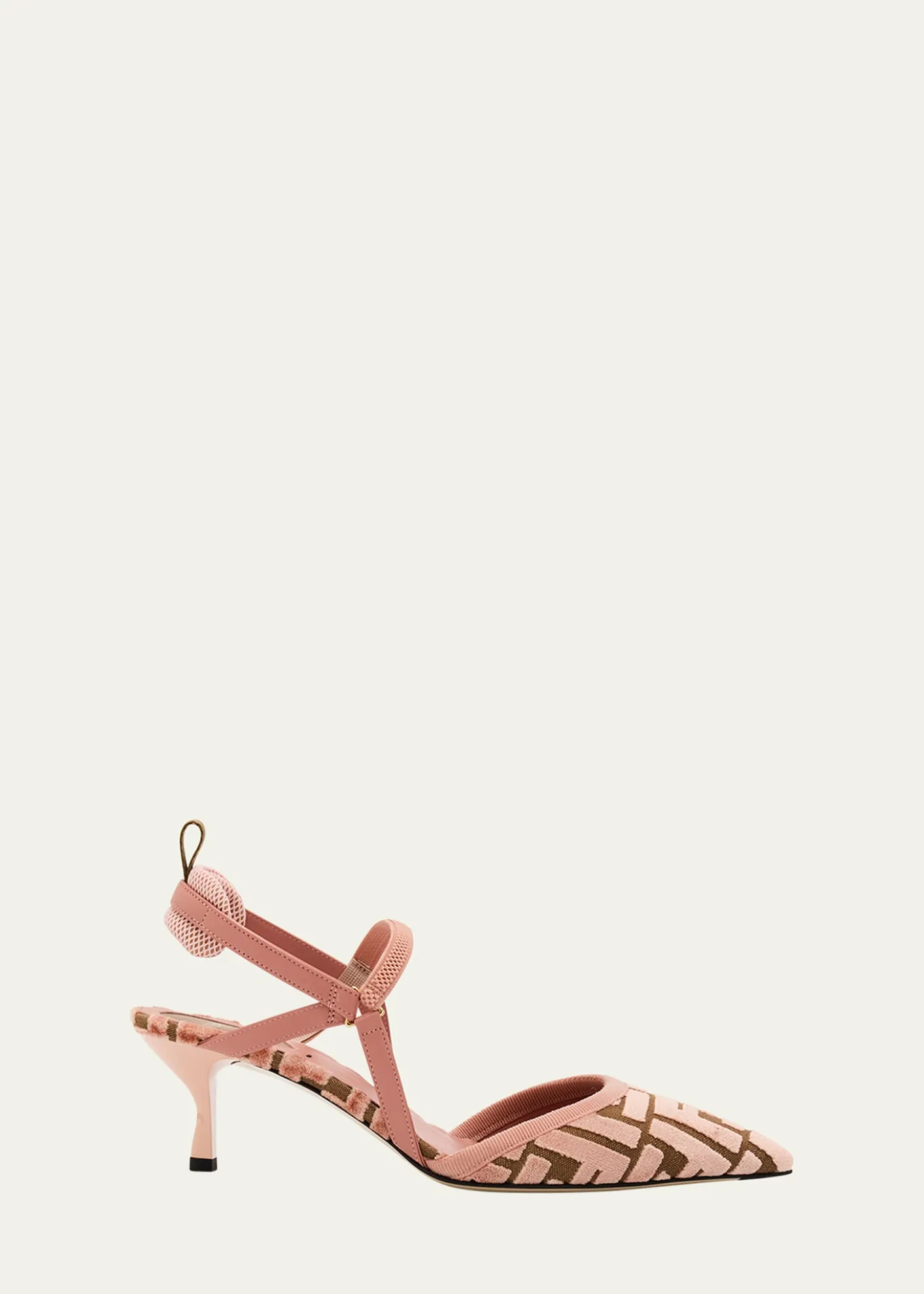 FendiColibri FF Tapestry Slingback Kitten-Heel Pumps