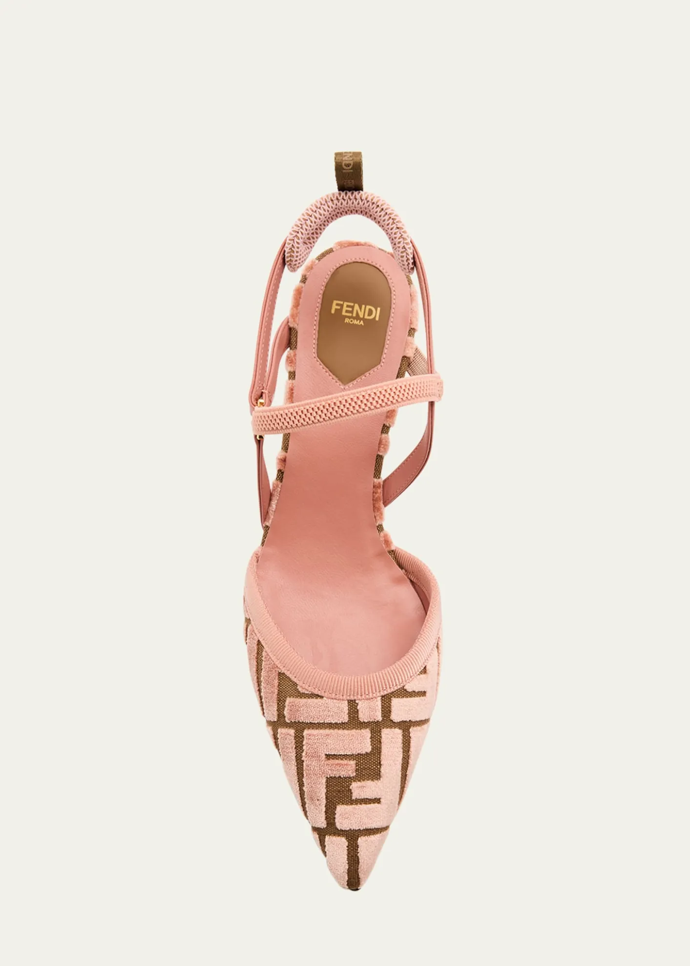 FendiColibri FF Tapestry Slingback Kitten-Heel Pumps
