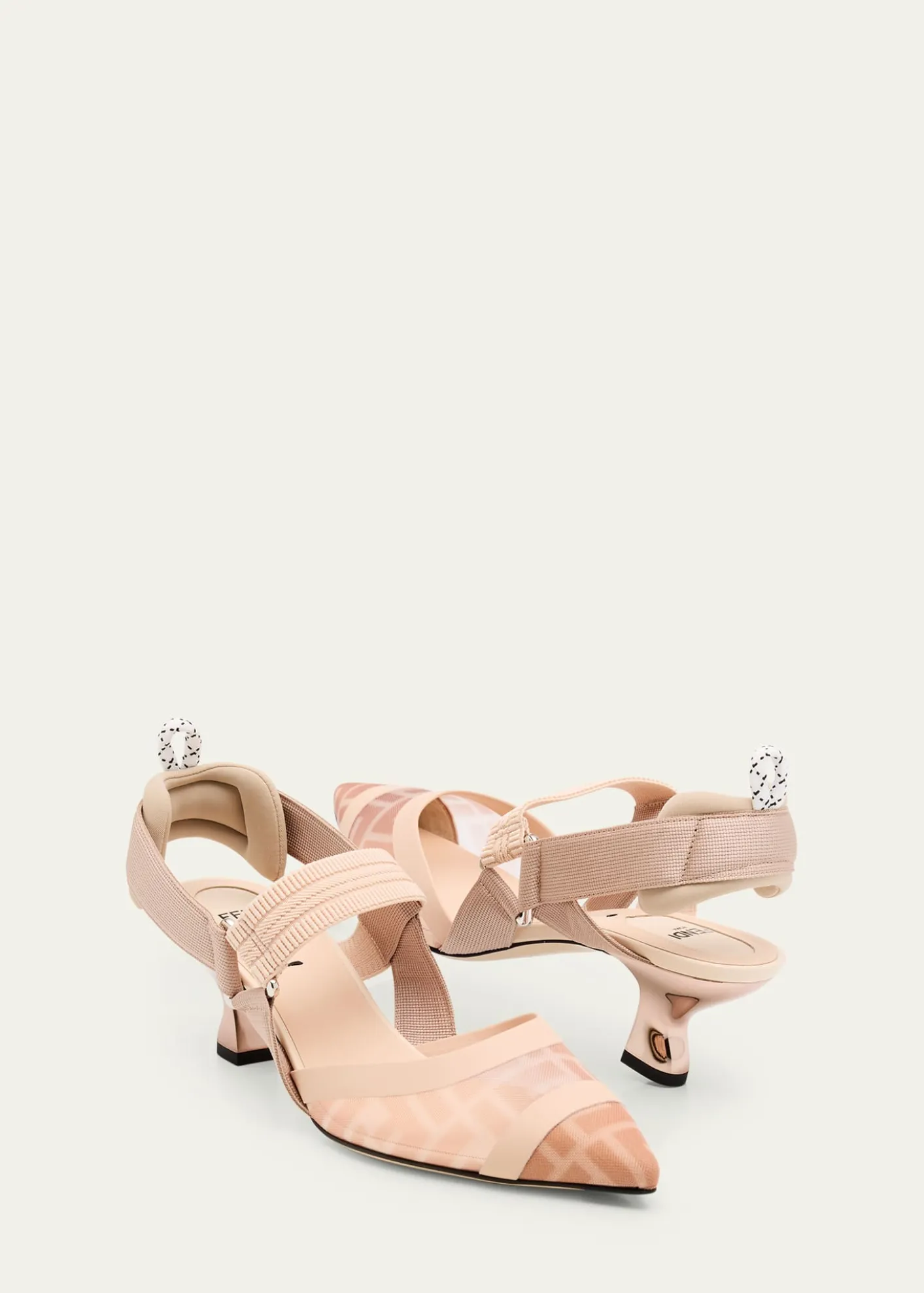 FendiColibri 55mm FF Mesh Slingback Pumps
