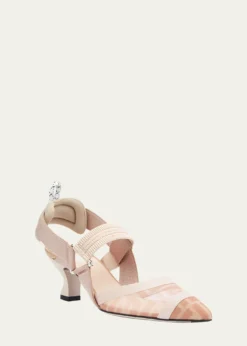 FendiColibri 55mm FF Mesh Slingback Pumps