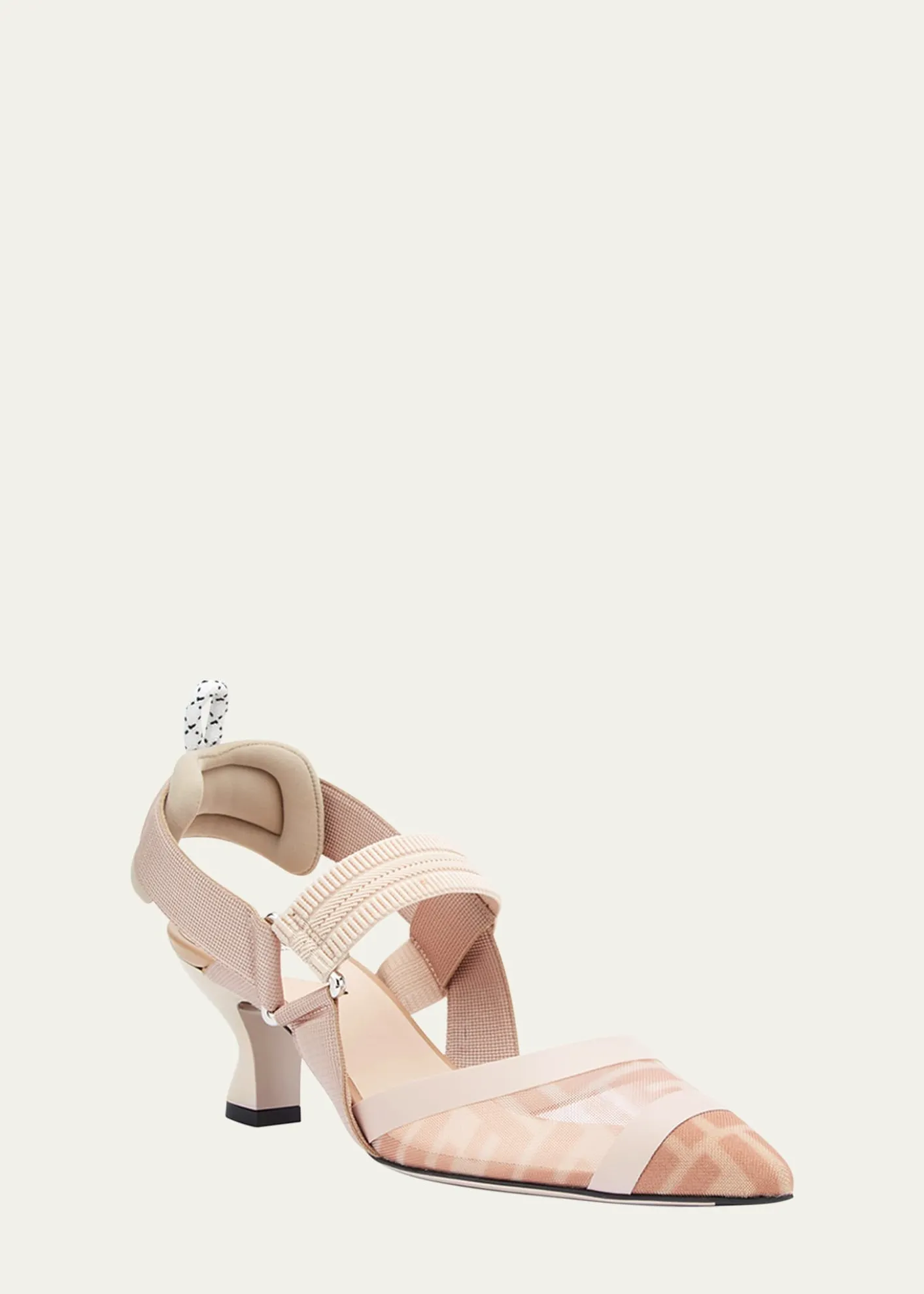 FendiColibri 55mm FF Mesh Slingback Pumps