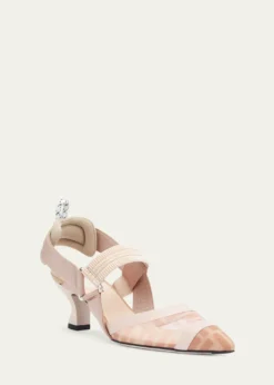 FendiColibri 55mm FF Mesh Slingback Pumps