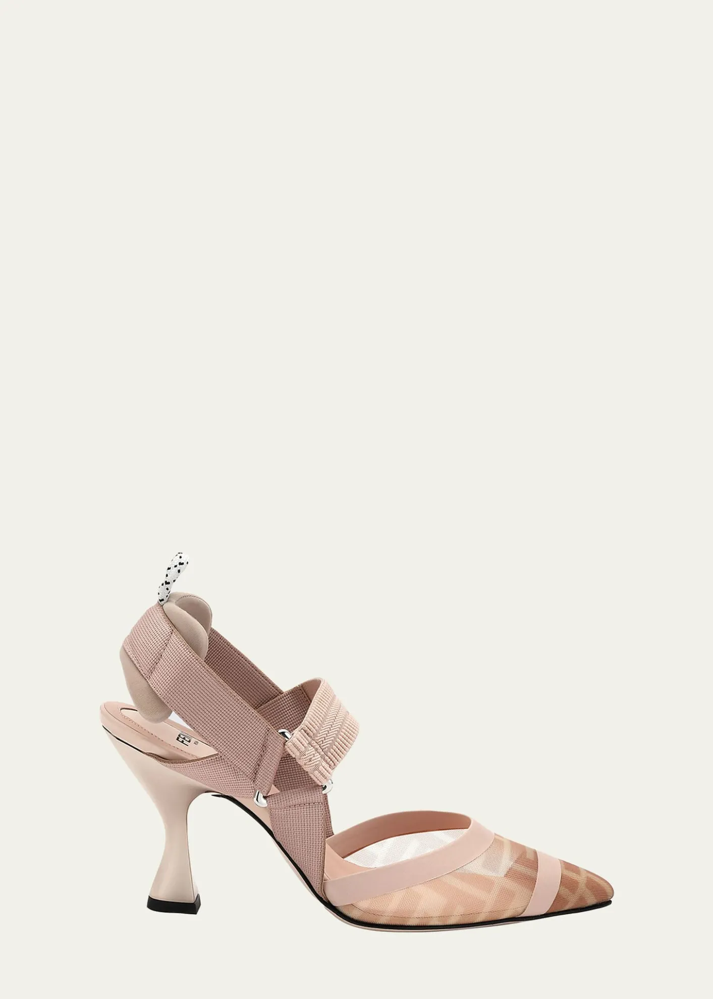 FendiColibri 85mm FF Mesh Slingback High-Heel Pumps