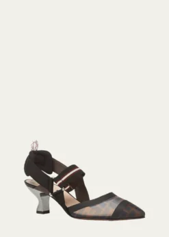 FendiColibri Runway Mesh FF Slingback Pumps