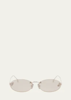 FendiEmbellished FF Oval Metal Sunglasses