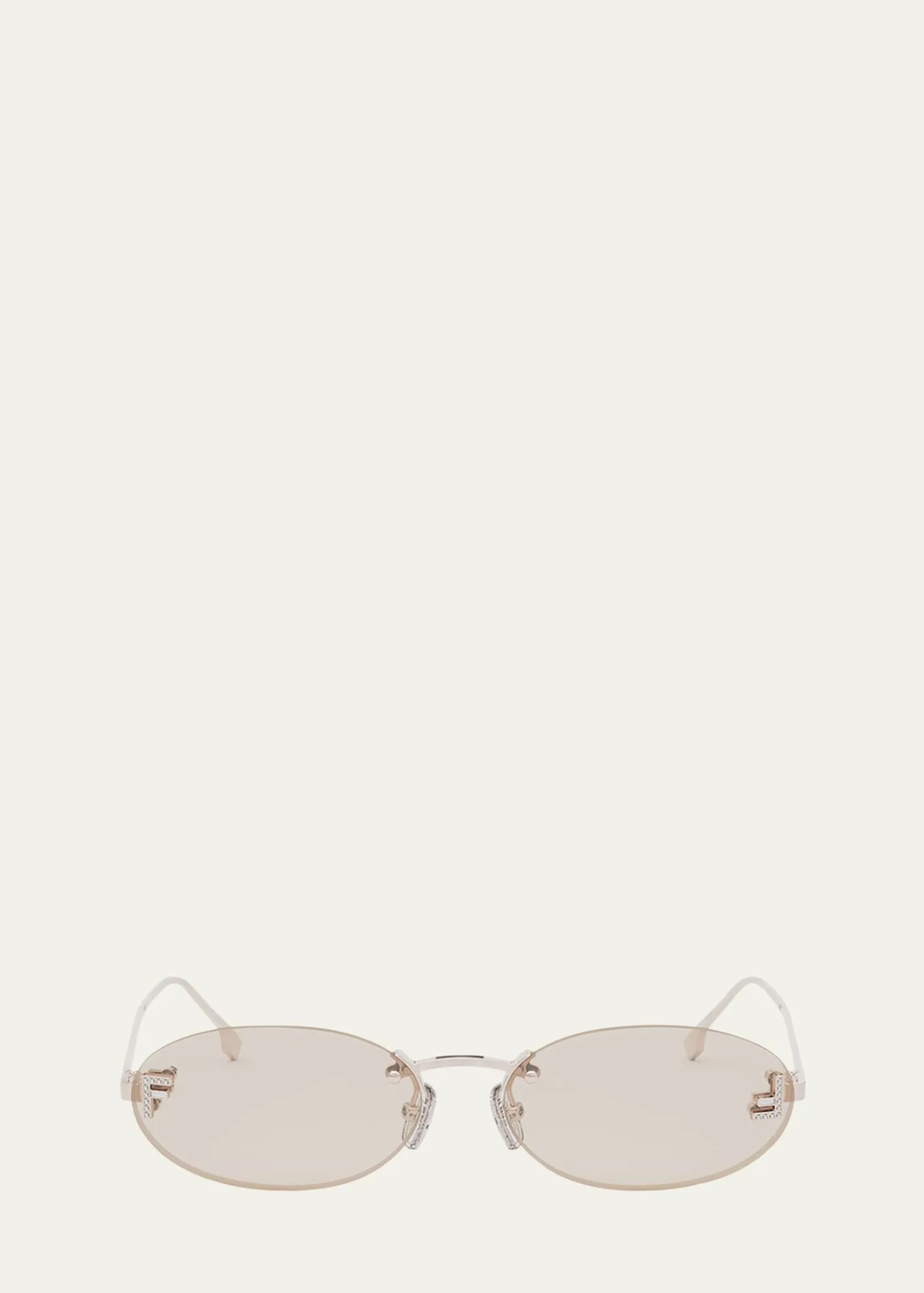 FendiEmbellished FF Oval Metal Sunglasses