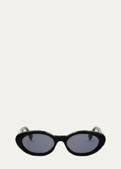 FendiFendi Diamond Black Acetate Oval Sunglasses