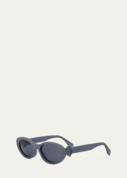 FendiFendi Diamond Black Acetate Oval Sunglasses