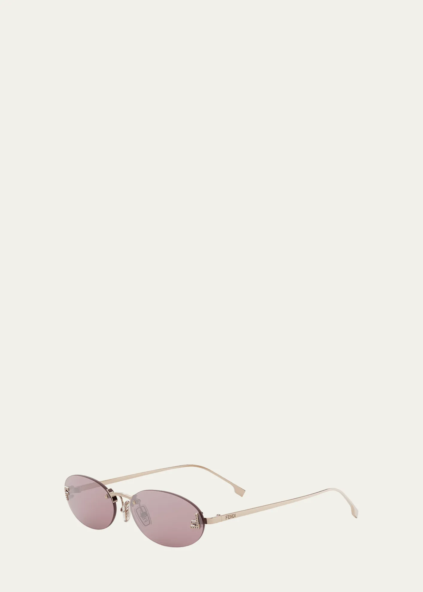 FendiFF Crystal Metal Oval Sunglasses