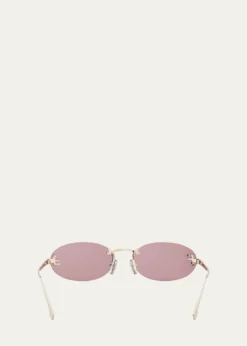 FendiFF Crystal Metal Oval Sunglasses