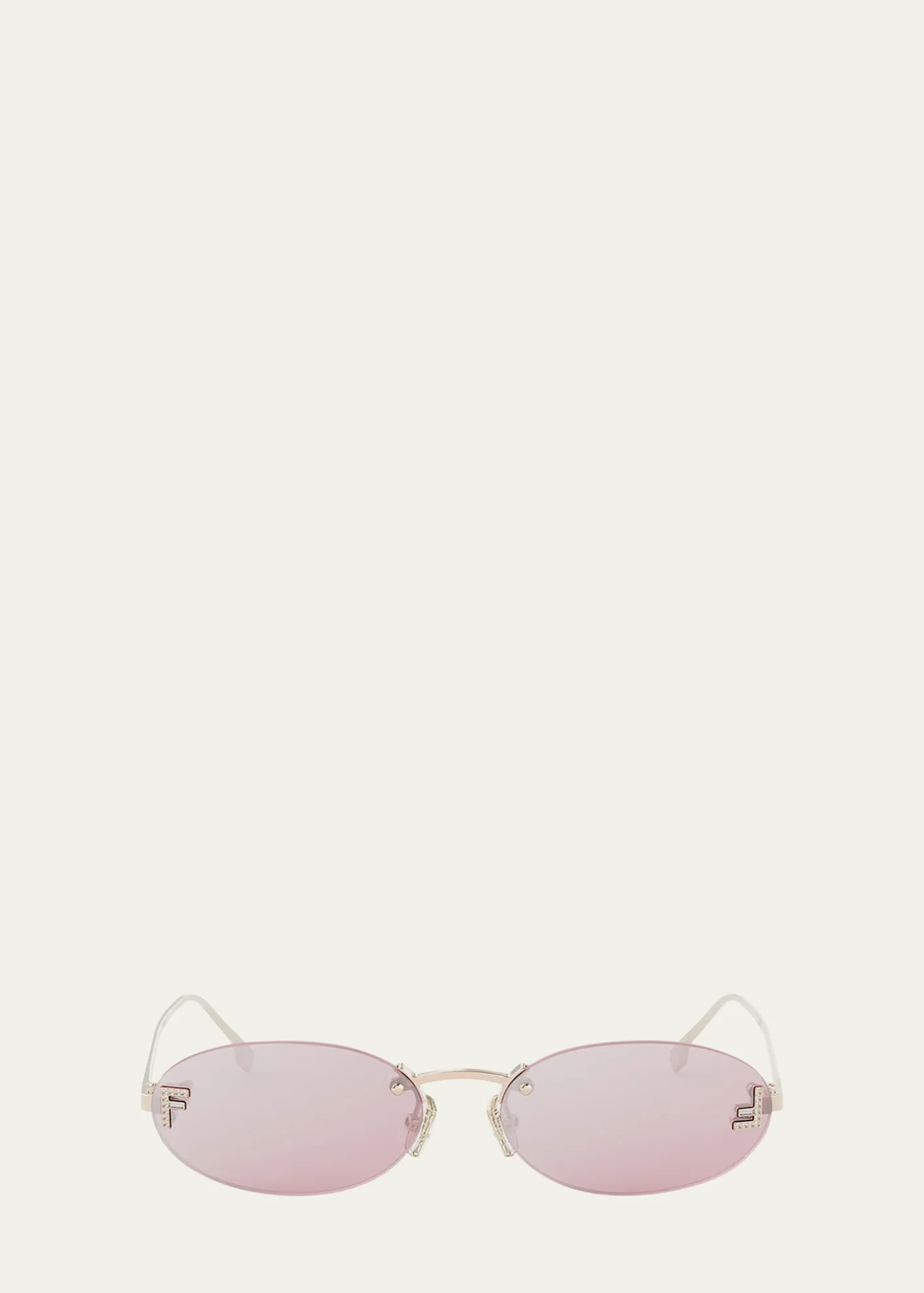 FendiFF Crystal Metal Oval Sunglasses