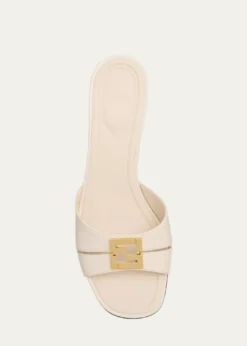 FendiFold Leather Kitten-Heel Sandals