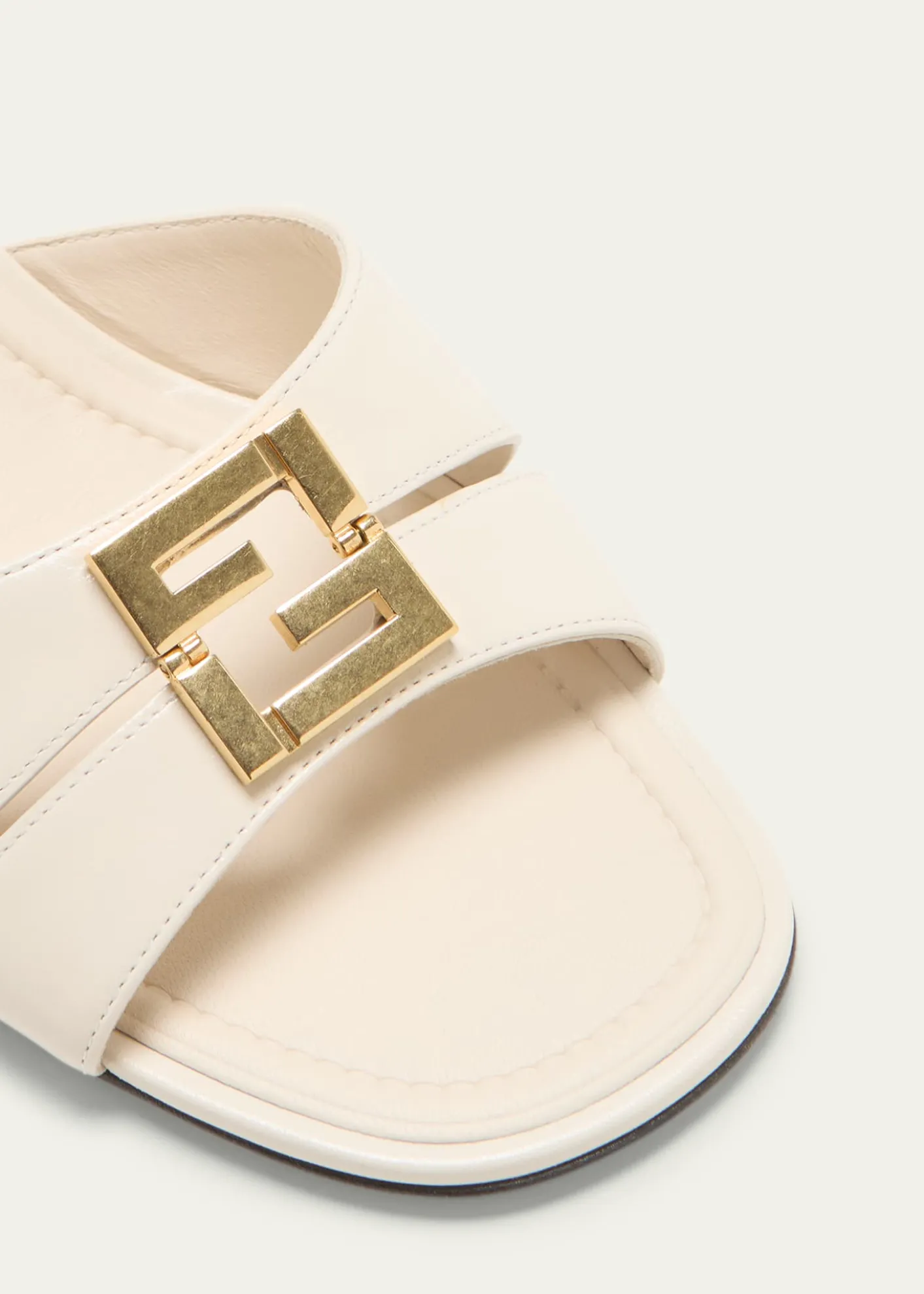 FendiFold Leather Kitten-Heel Sandals