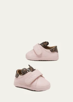 FendiKid's Baby Velcro Txt Logo Crib Shoe W Ff Detail, Size 0M-12 M