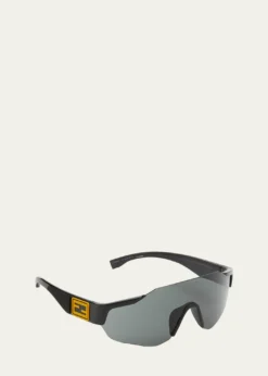 FendiMen's FF-Logo Rimless Shield Sunglasses
