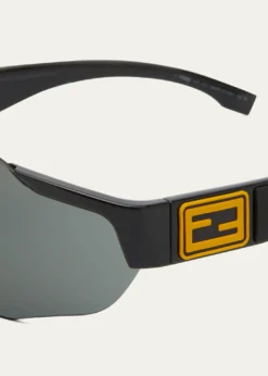 FendiMen's FF-Logo Rimless Shield Sunglasses