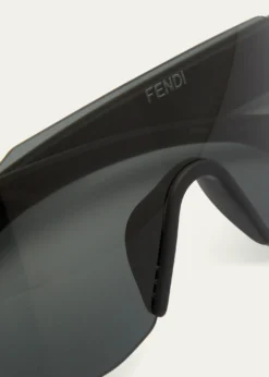 FendiMen's FF-Logo Rimless Shield Sunglasses