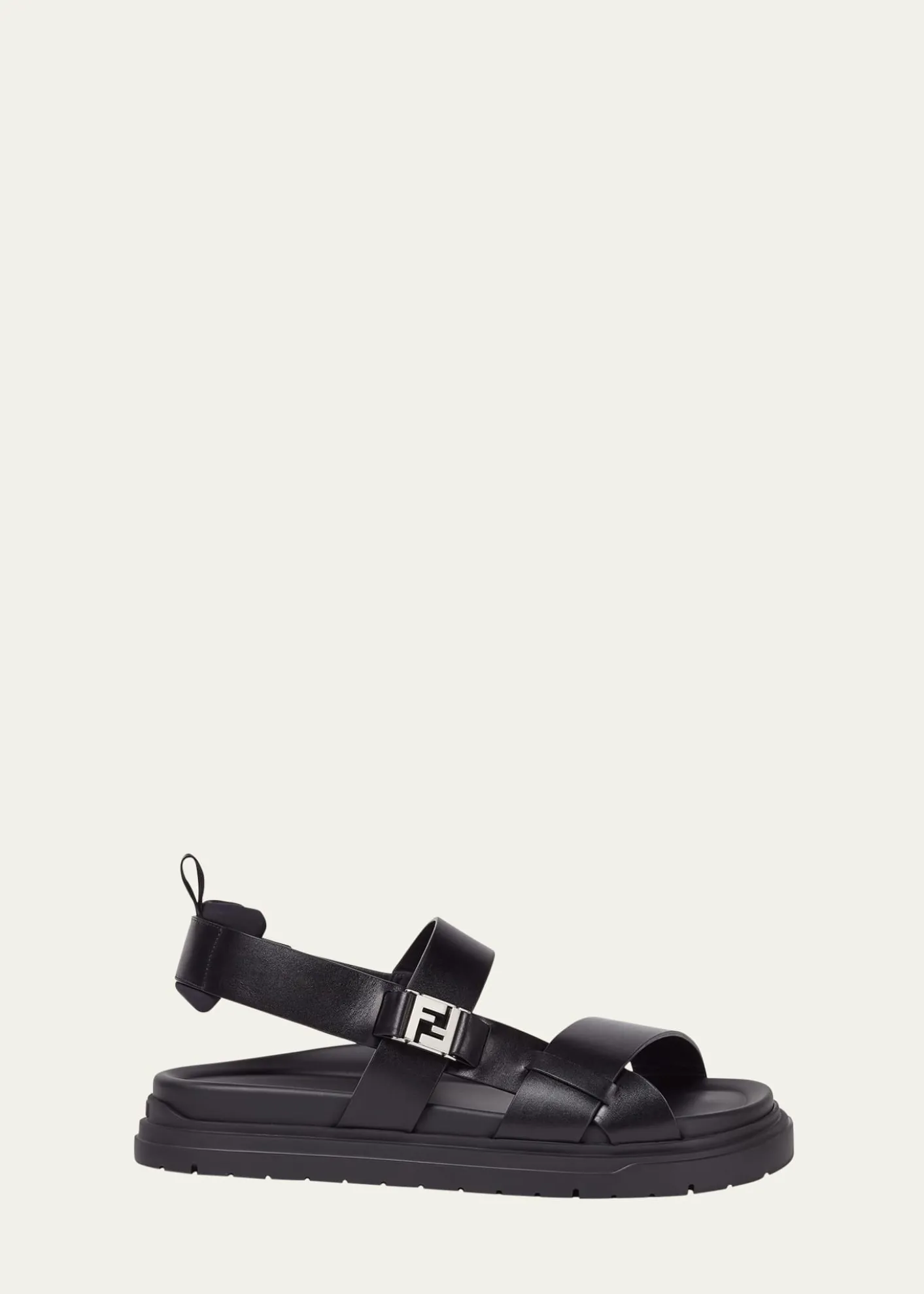 FendiMen's FF Side-Buckle Leather Sandals