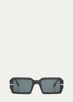 FendiMen's Raised Logo Rectangle Sunglasses