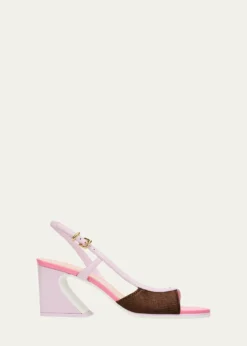 Fendi65mm Arco Colorblock Slingback Sandals