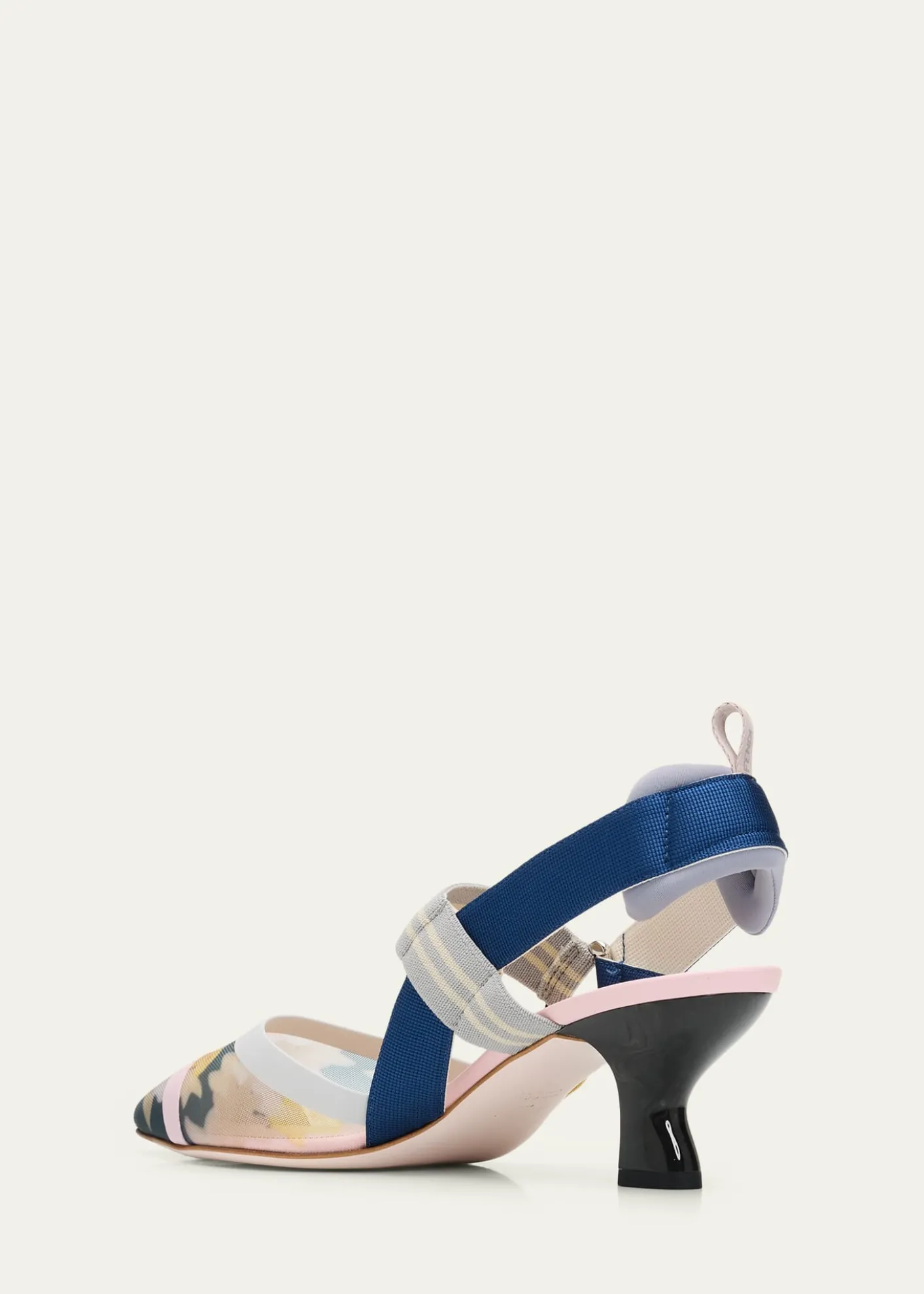 Fendi55mm Colibri Floral Mesh Slingback Pumps