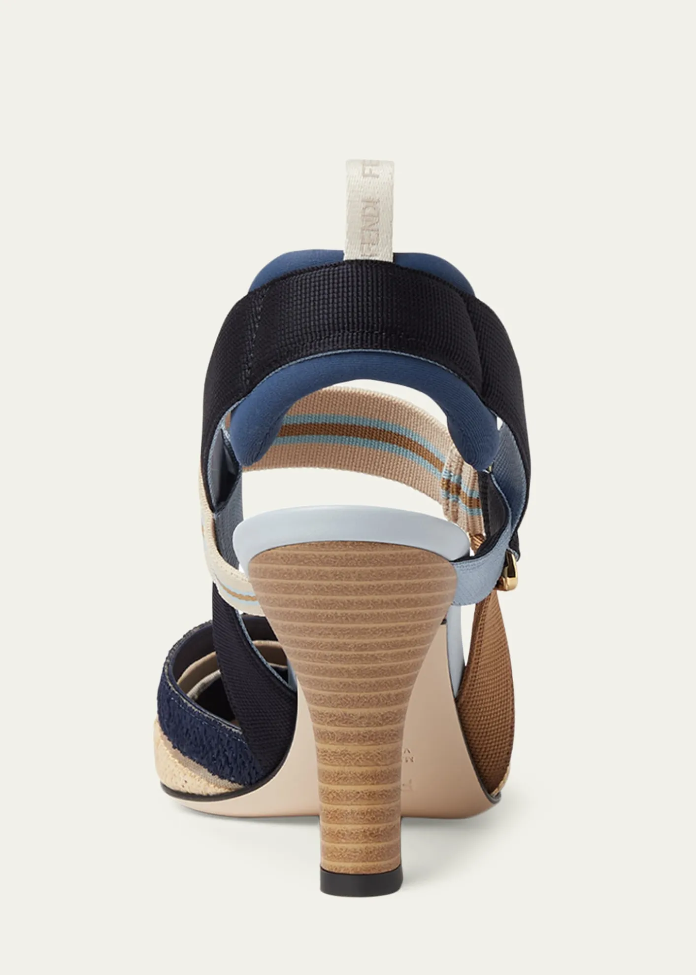 Fendi85mm Colibri Mixed-Media Raffia Slingback Pumps