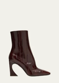 Fendi95mm Eel Leather Curved Heel Booties