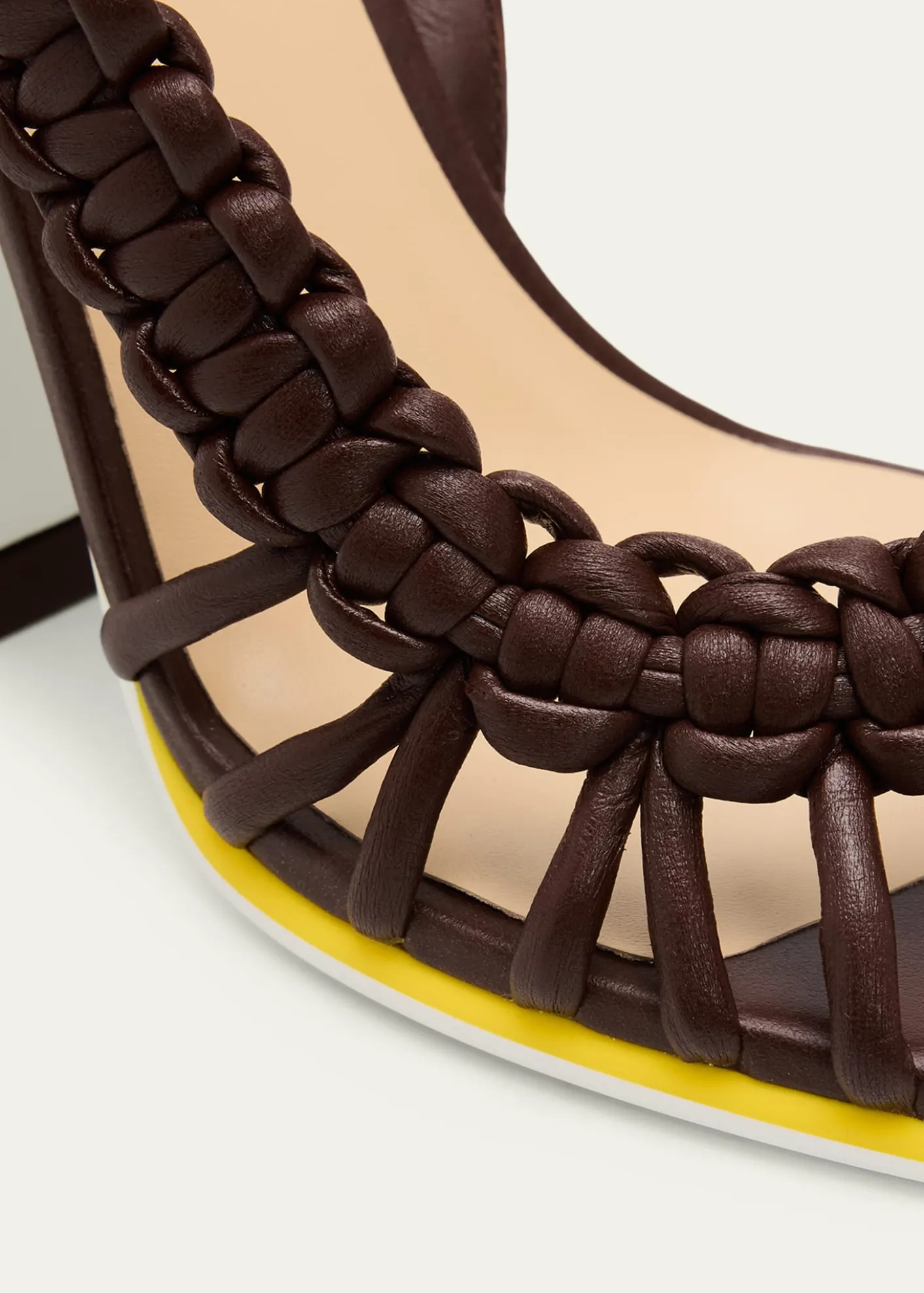 Fendi95mm Fendi Arco Asymmetric Braided Leather Sandals