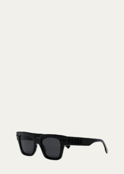 FendiMonochrome Fendigraphy Acetate Rectangle Sunglasses
