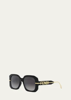 FendiOversized Logo Square Acetate & Metal Sunglasses