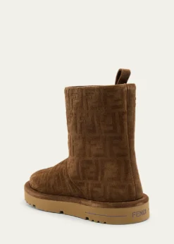 FendiShearling-Lined FF Embossed Leather Ski Boots