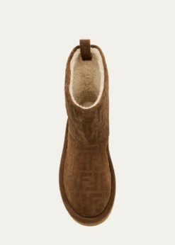 FendiShearling-Lined FF Embossed Leather Ski Boots