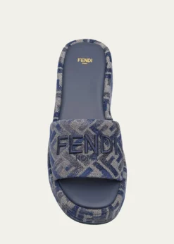 FendiSunshine FF Chenille Jacquard Platform Sandals