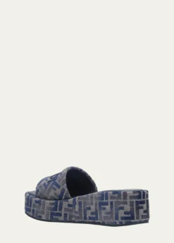 FendiSunshine FF Chenille Jacquard Platform Sandals