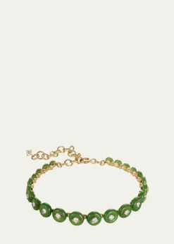 Fernando Jorge18K Yellow Gold Surrounding Small Bracelet with Diamonds and Jade
