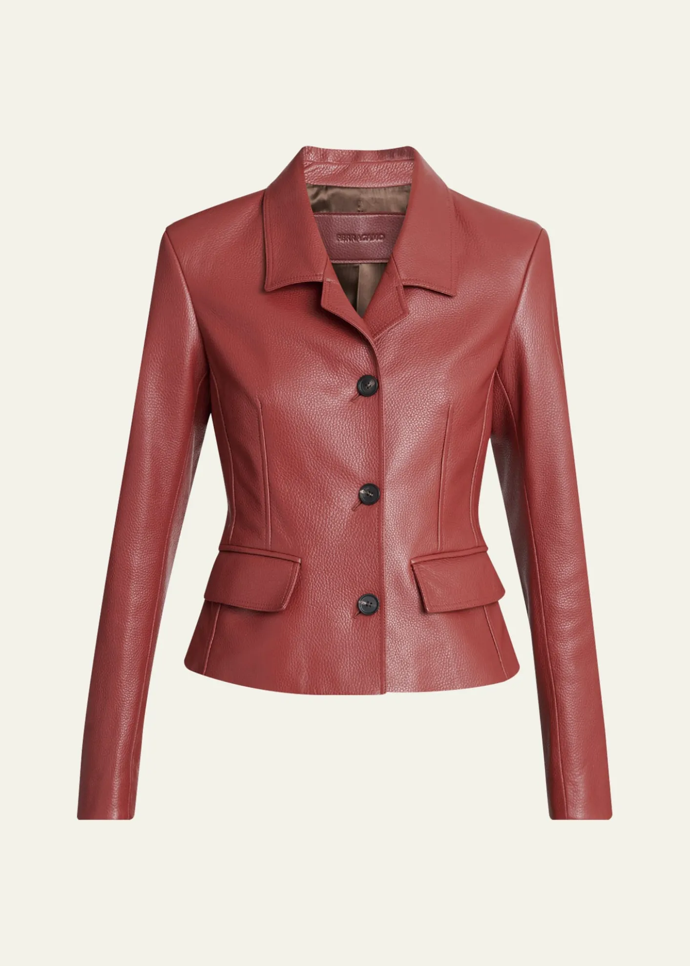 FerragamoCervo Single-Breasted Leather Jacket