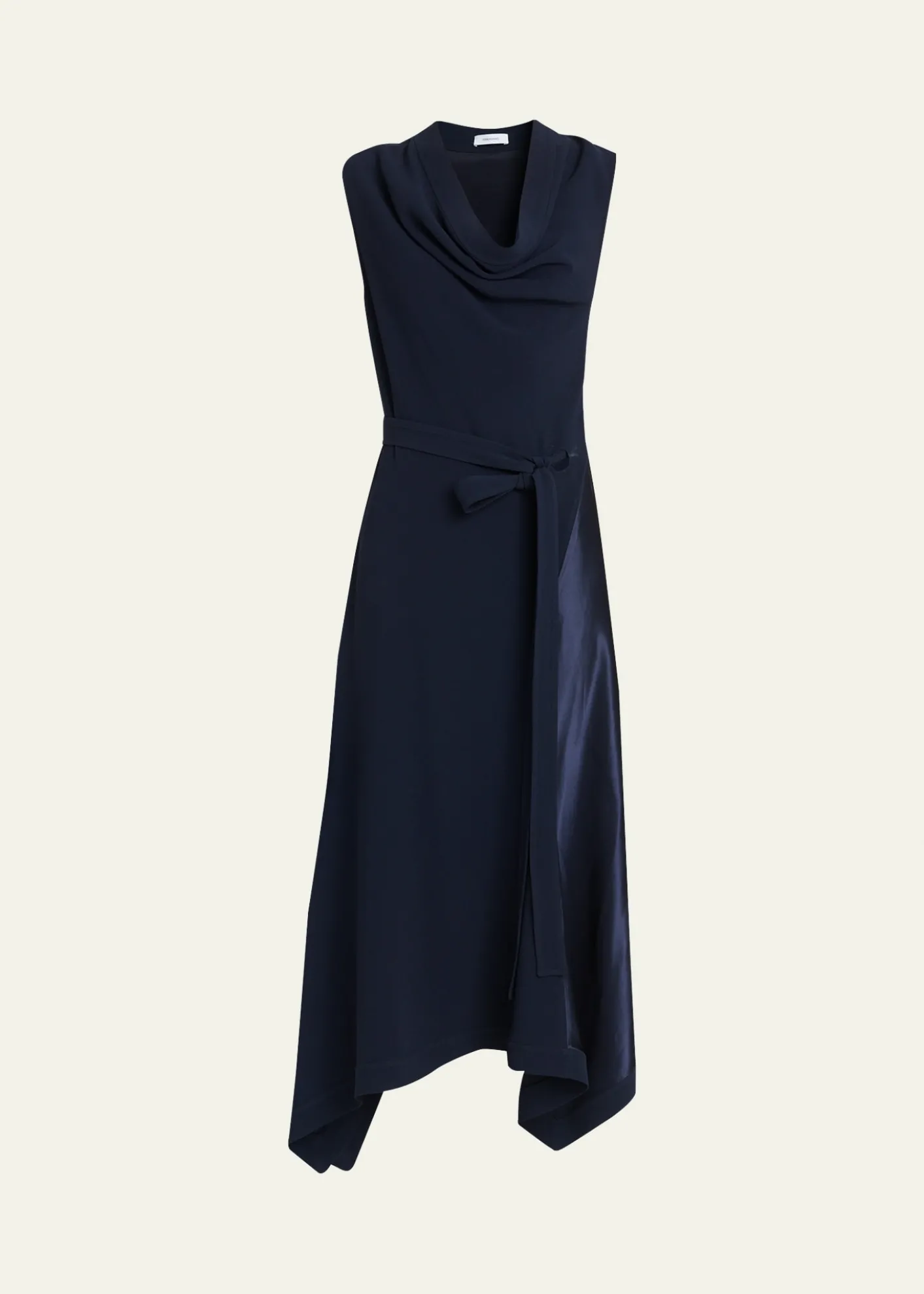 FerragamoCowl-Neck Stretch Cady Handkerchief Midi Dress