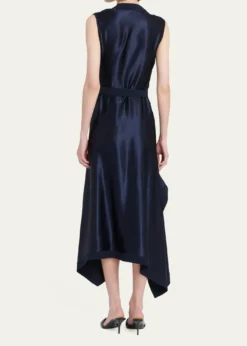 FerragamoCowl-Neck Stretch Cady Handkerchief Midi Dress