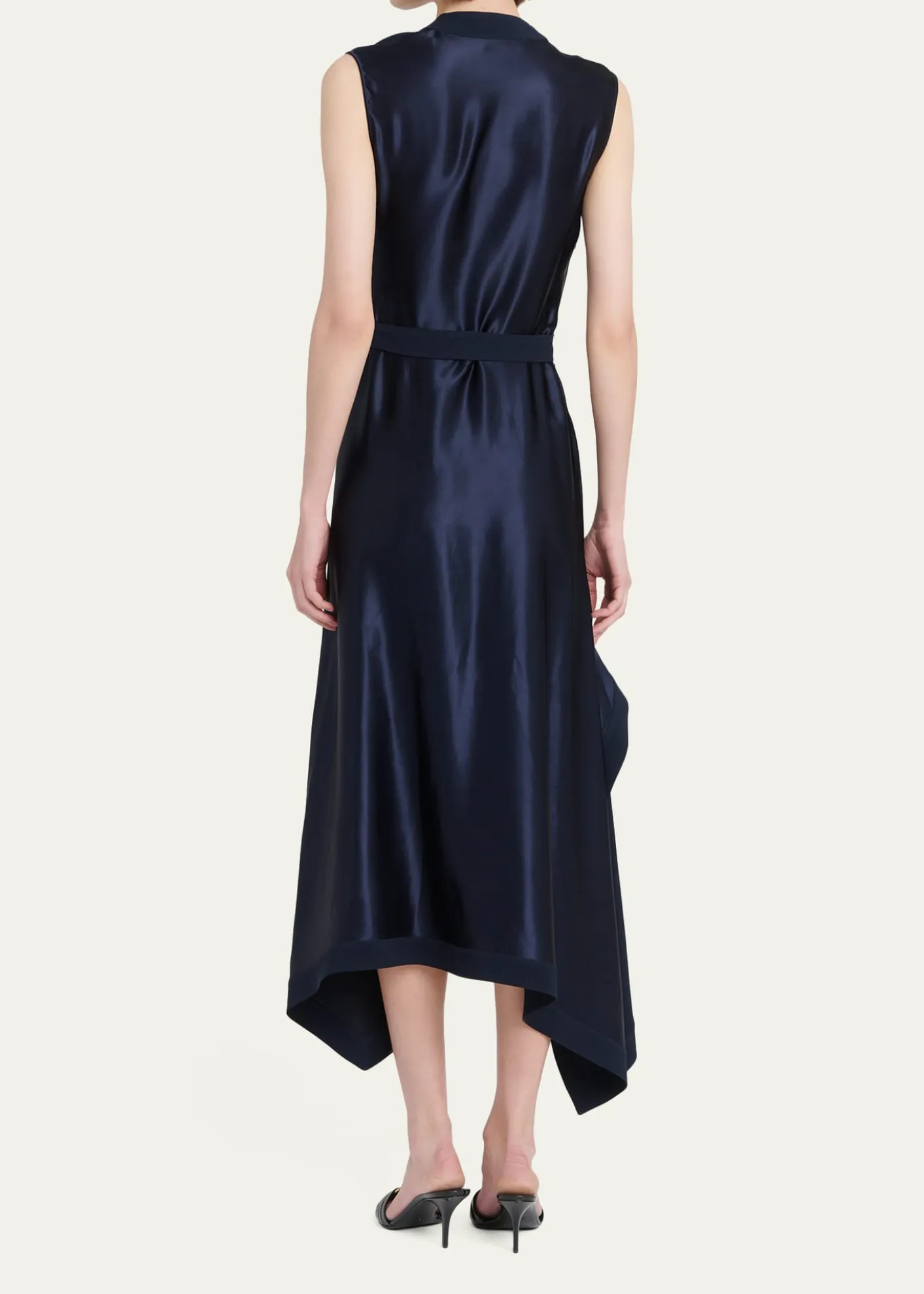 FerragamoCowl-Neck Stretch Cady Handkerchief Midi Dress