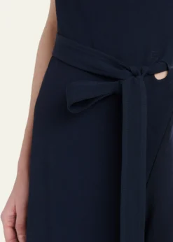FerragamoCowl-Neck Stretch Cady Handkerchief Midi Dress