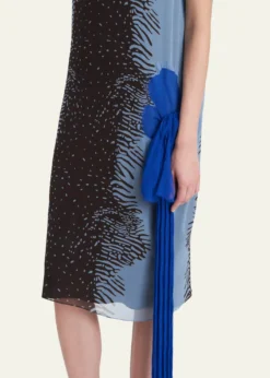 FerragamoCuttle Fish Print Silk Sleeveless Shift Dress