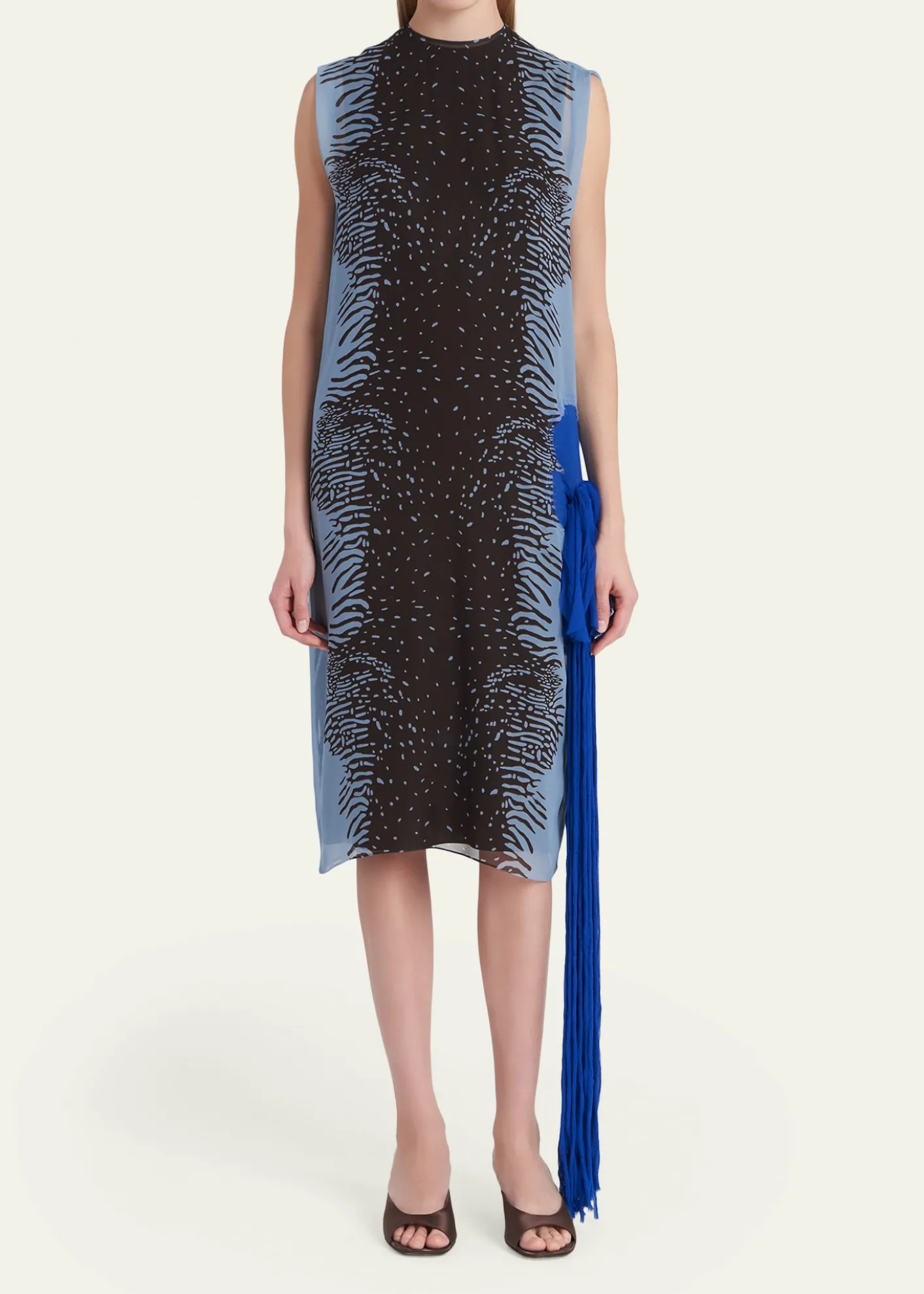 FerragamoCuttle Fish Print Silk Sleeveless Shift Dress
