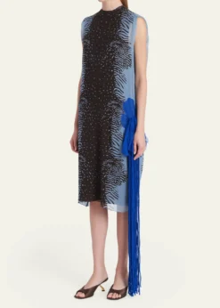 FerragamoCuttle Fish Print Silk Sleeveless Shift Dress