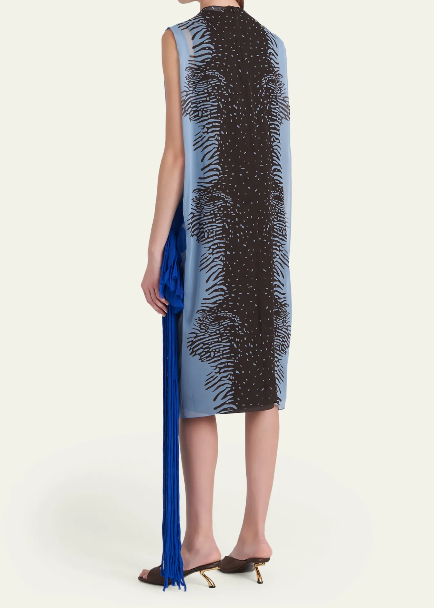 FerragamoCuttle Fish Print Silk Sleeveless Shift Dress