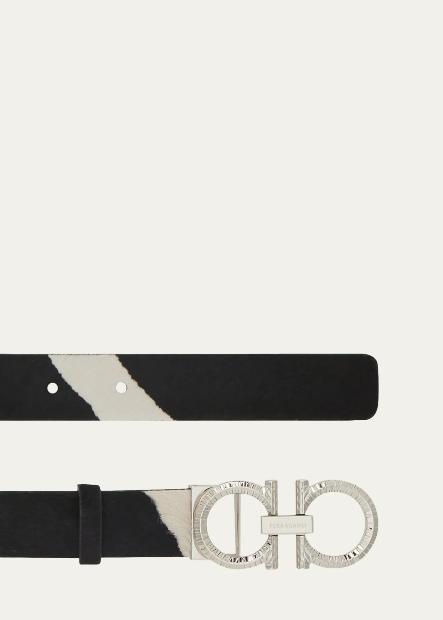 FerragamoDonna Pony Hair Double Gancini Belt