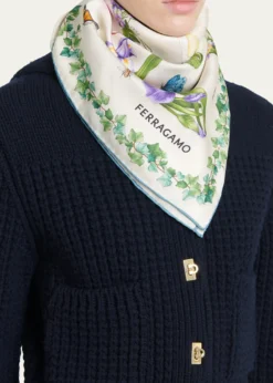 FerragamoEden Shoes-Print Silk Scarf